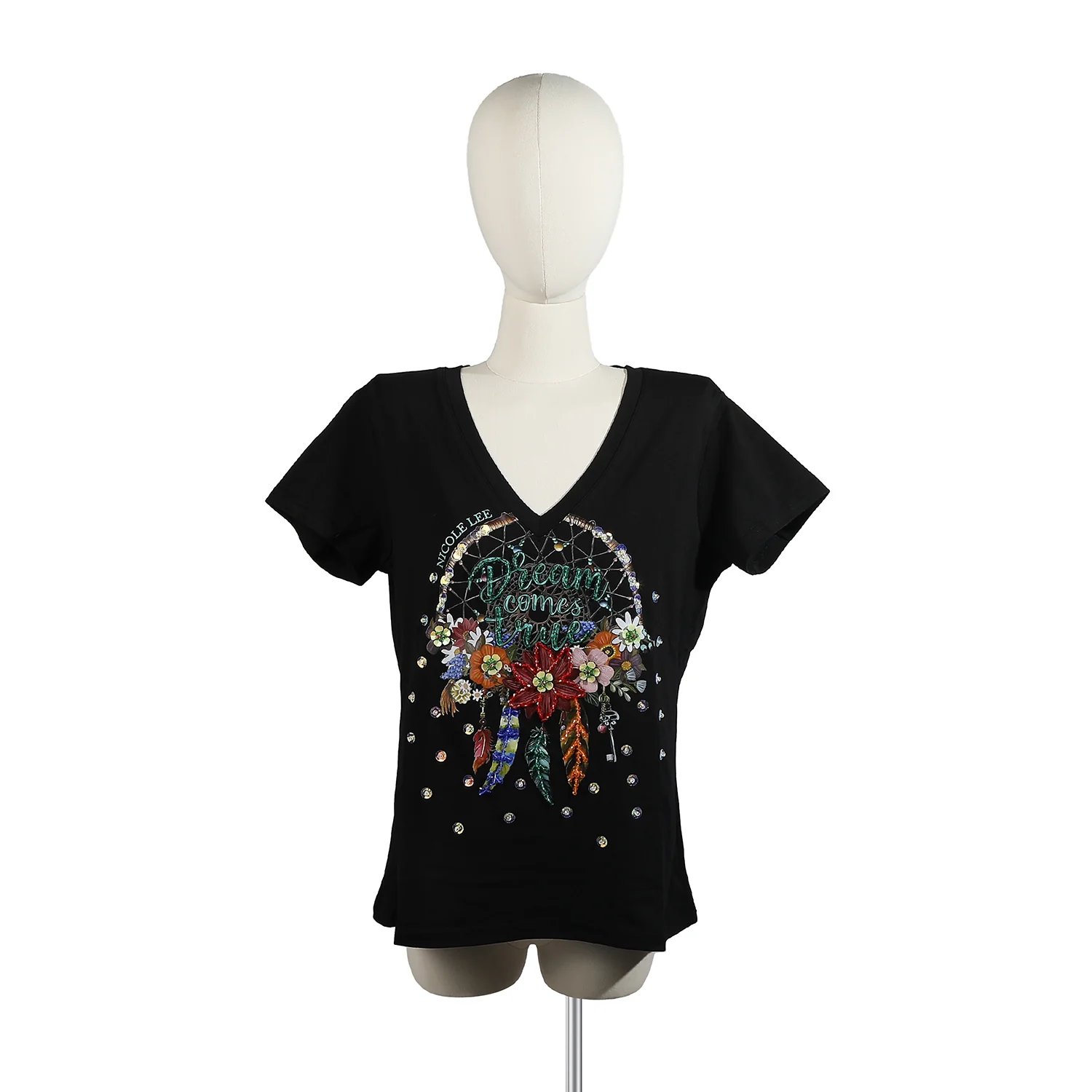 CAMISETA DE MODA CON CUELLO EN V (DREAM COMES TRUE BLANCO) - Imagen 2