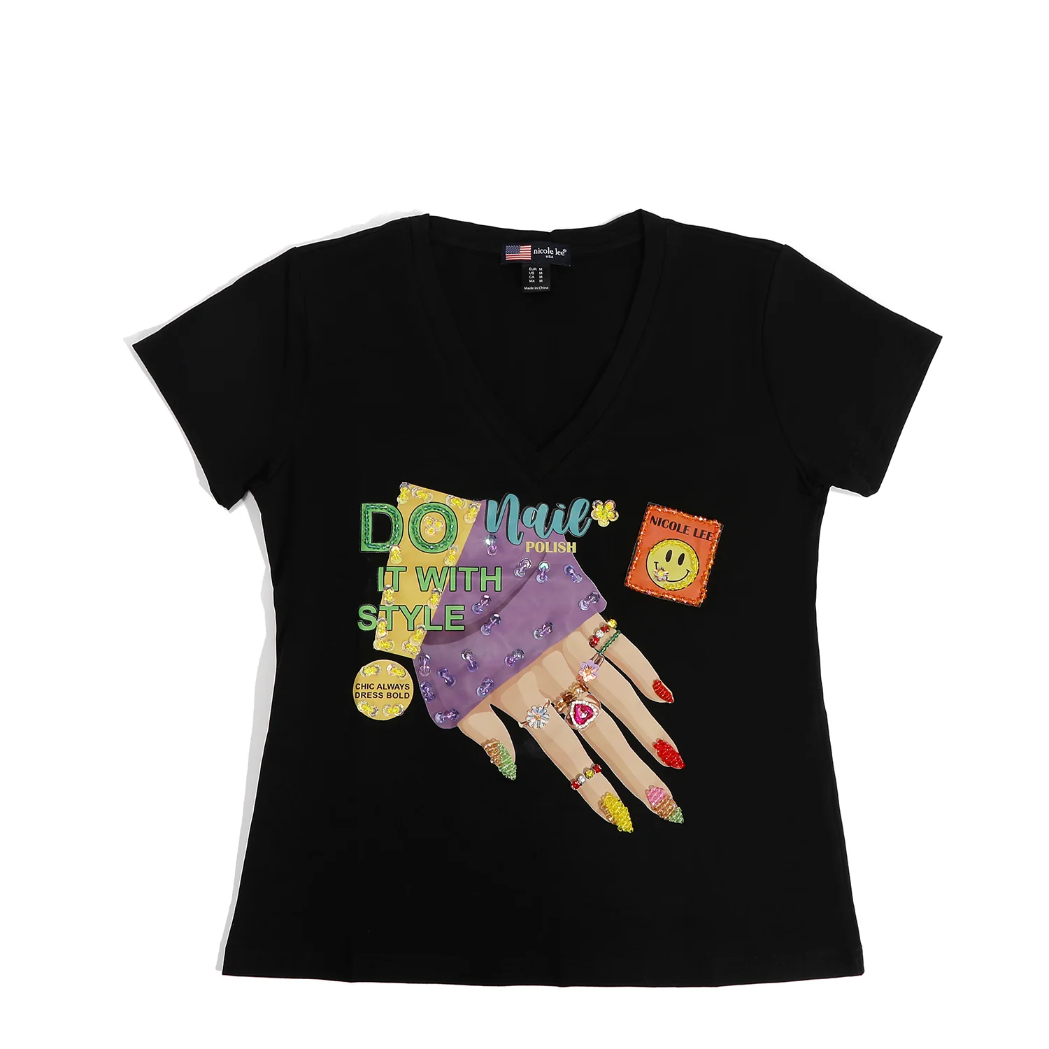 CAMISETA DE MODA CON CUELLO EN V (NAIL POLISH) - Imagen 5